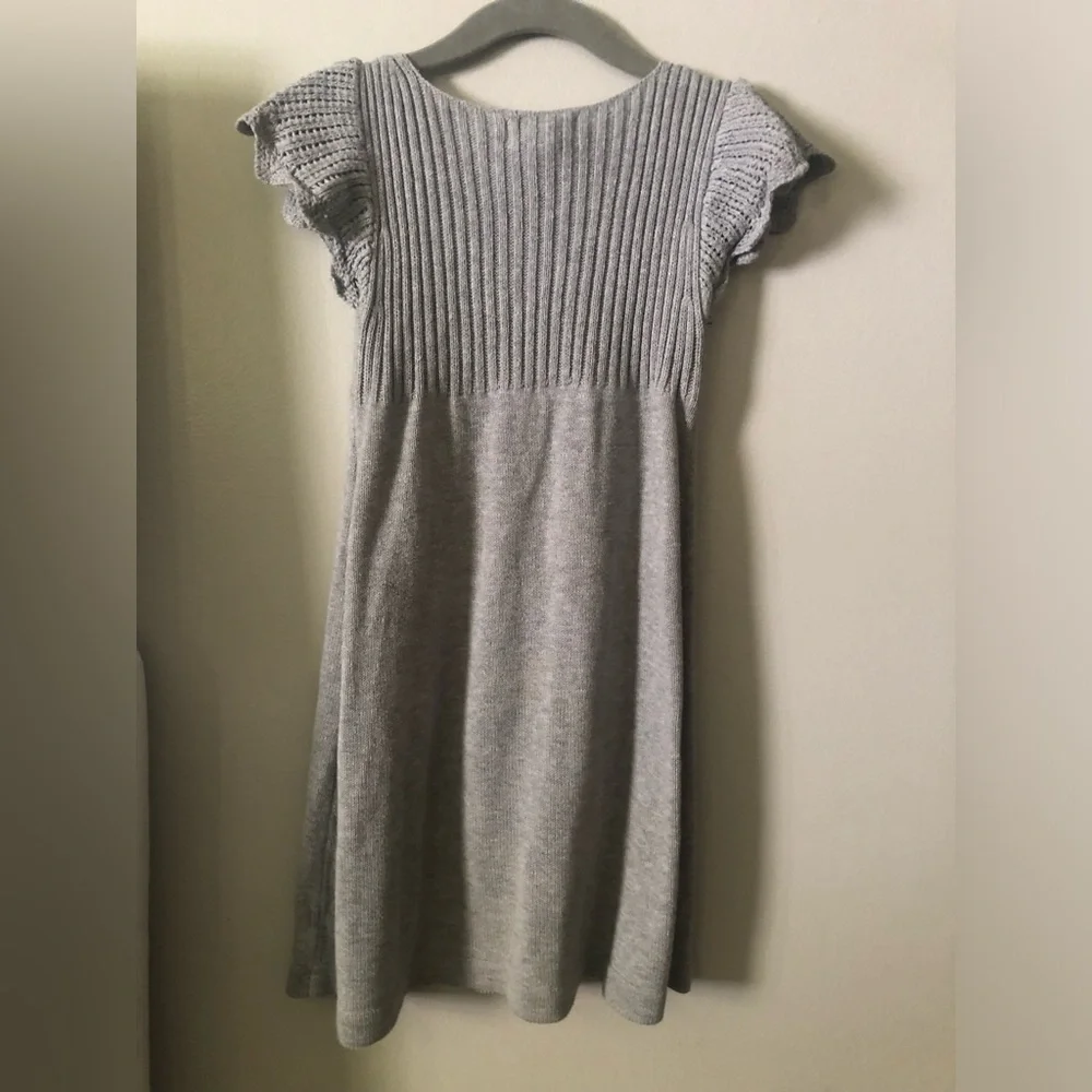 Old Navy Gray Flutter-Sleeve Sweater Dress Girls XS